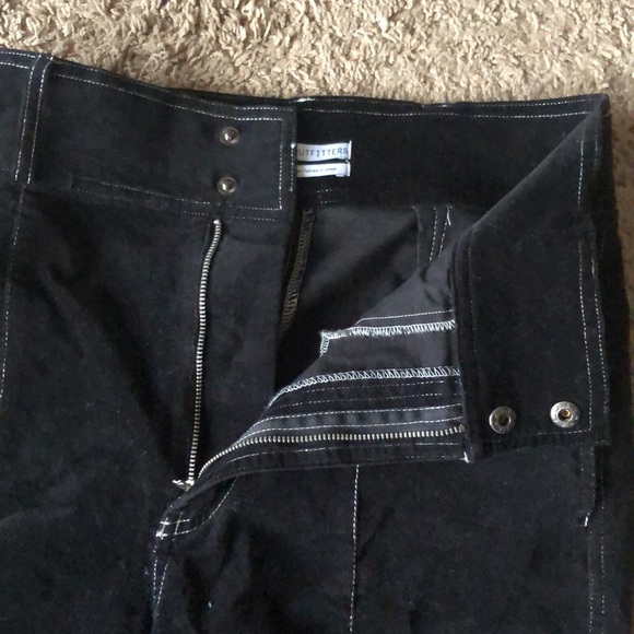 Urban Outfitters Black Velvet White Top Stitching Utility High Rise Pants 8 - Picture 8 of 9